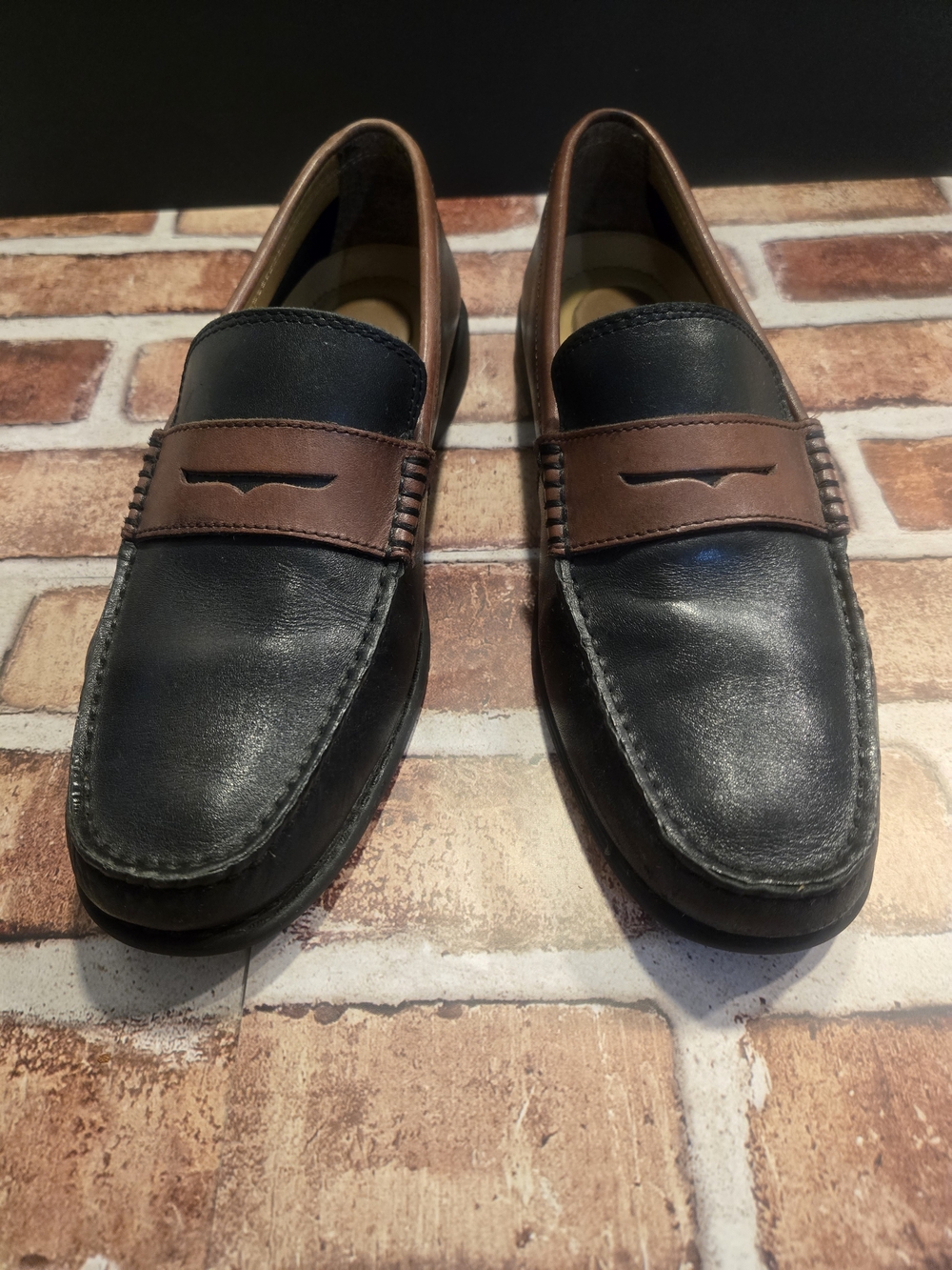 Giorgio Brutini Black And Brown Leather Loafers With Comfort Sole And Gel Tech.